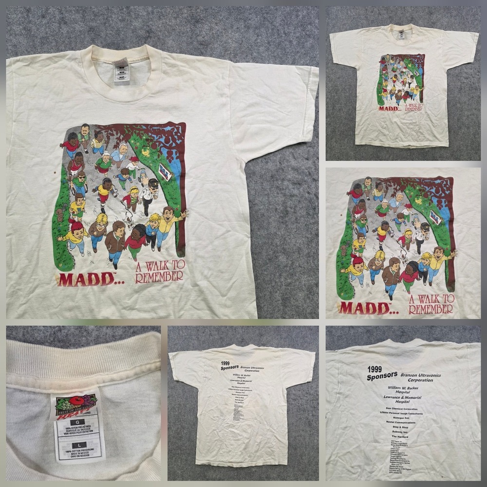 Vintage MADD A Walk To Remember Shirt Mens Large White Fruit Of Loom 1999 90s‎